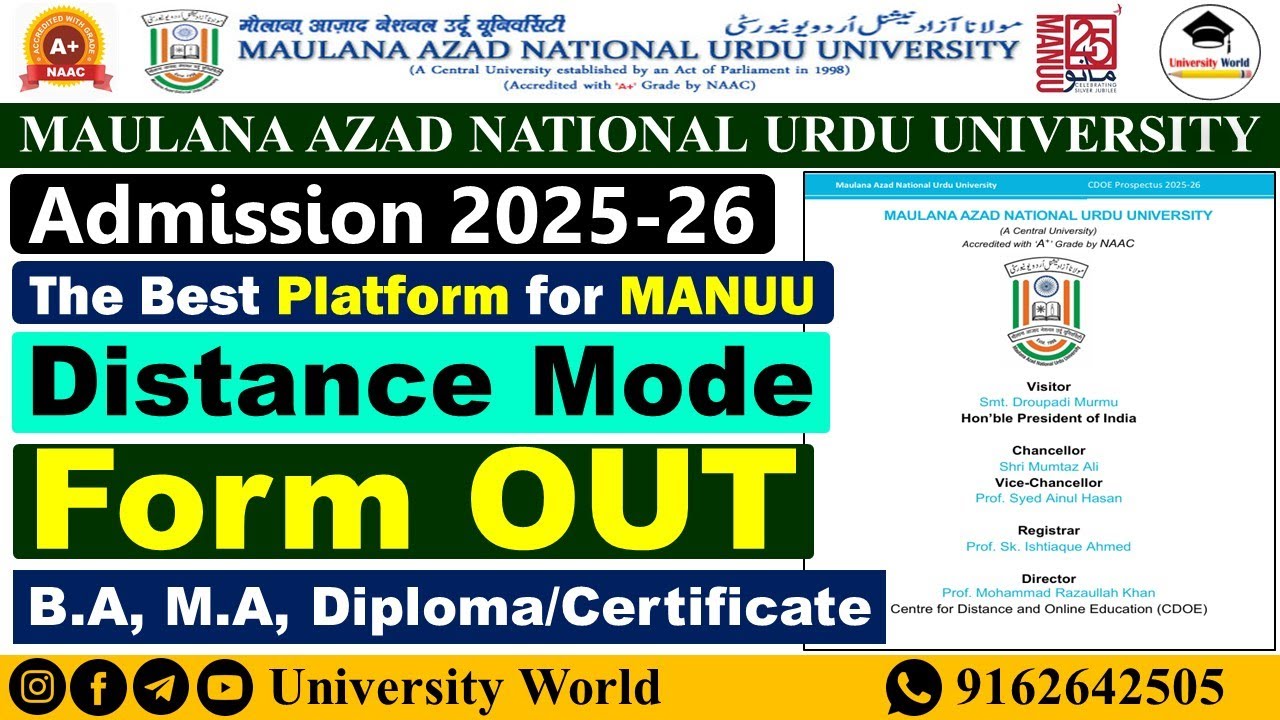 MANUU Distance Admission 2025 | Complete Process, Courses, Fees, Last Date | @University World