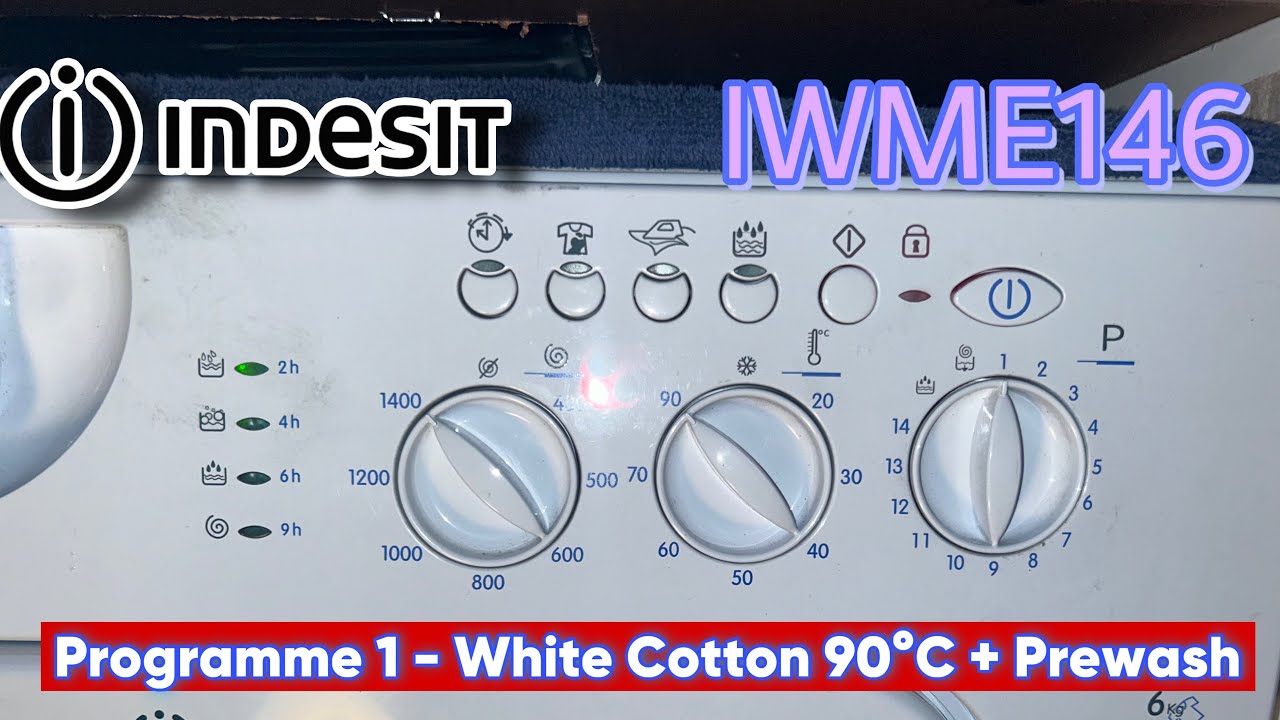 Indesit IWME146 Integrated: Programme 1 - White Cotton 90ºC + Prewash *FINAL VIDEO OF MACHINE*