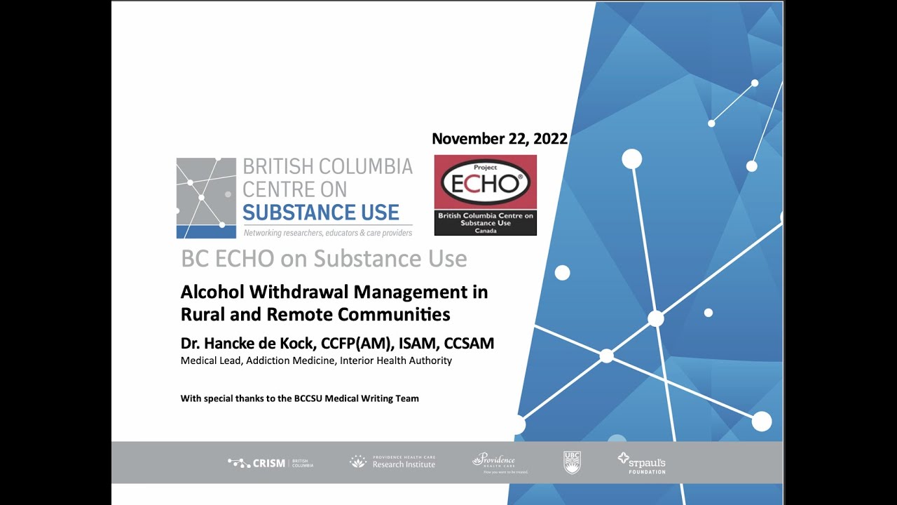 Alcohol Withdrawal Management in Rural and Remote Communities (AUD ECHO)