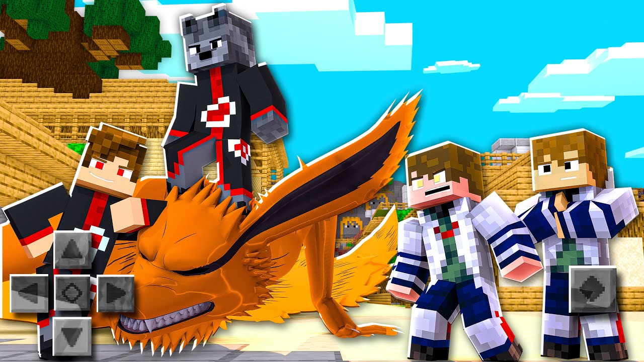 Minecraft PE : Naruto Akatsuki vs Kages #2 - LUTA CONTRA A KURAMA!! O ATAQUE DA AKATSUKI!!
