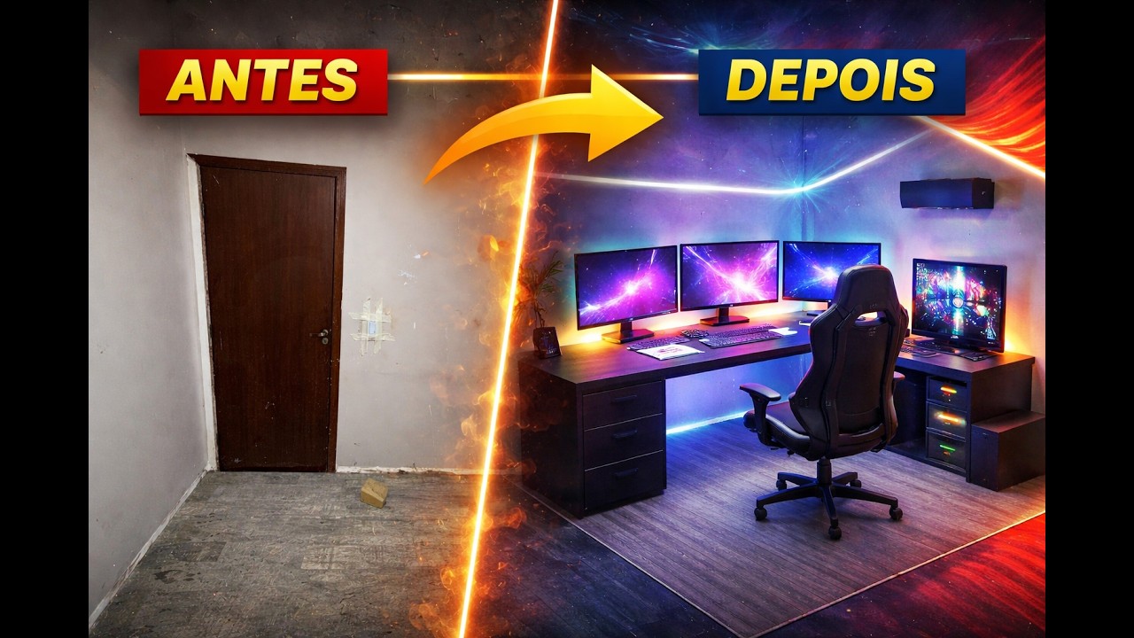 TRANSFORMANDO O QUARTO VAZIO EM QUARTO GAMER DOS SONHOS EM 2026! 🚀 (Ideia/Início)