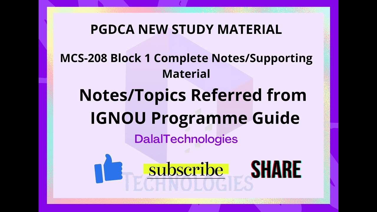 Mcs 208 Study Material Block 1|| PGDCA NEW || IGNOU