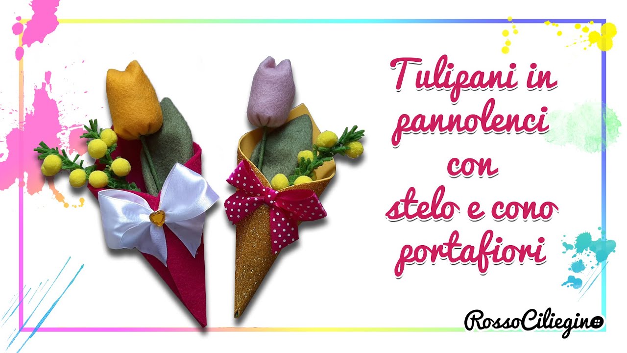 Tulipani in pannolenci con stelo #cucitocreativo #tutorial #flowers #feltflowertutorial
