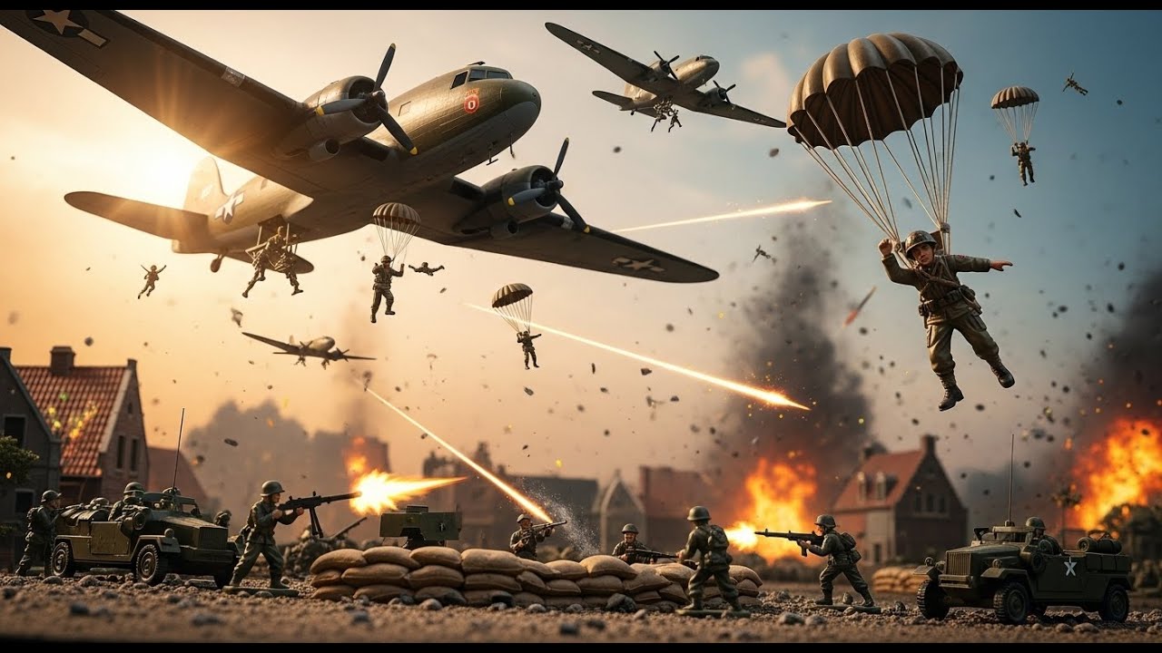 Army Men Stop Motion – U.S. Paratroopers Drop into Holland! Operation Market Garden Battle