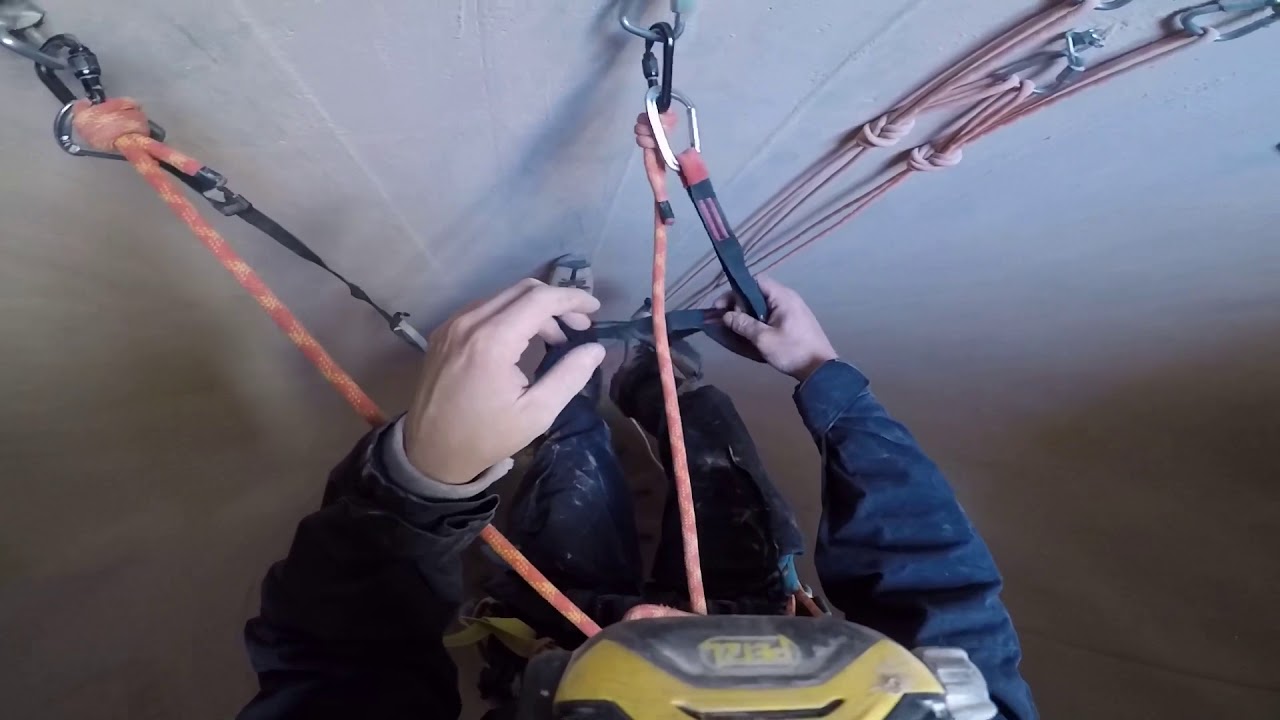 Rope access confined space cleaning silo