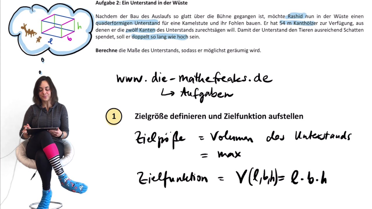 Extremwertaufgabe - schwierigere Beispielaufgabe zum Üben (Maximierung vom Volumen eines Quaders)!