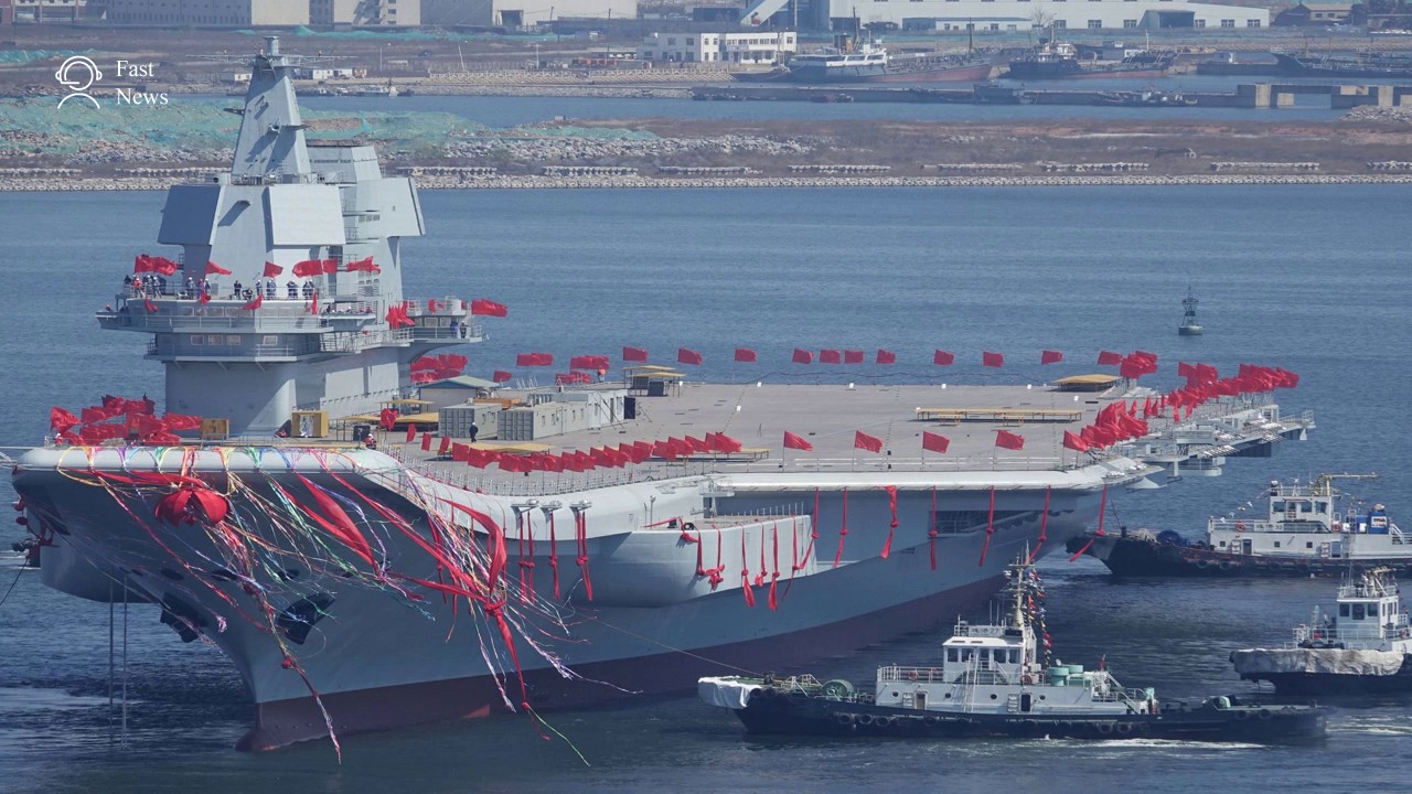 China launches first domestically-built aircraft carrier as military might grows