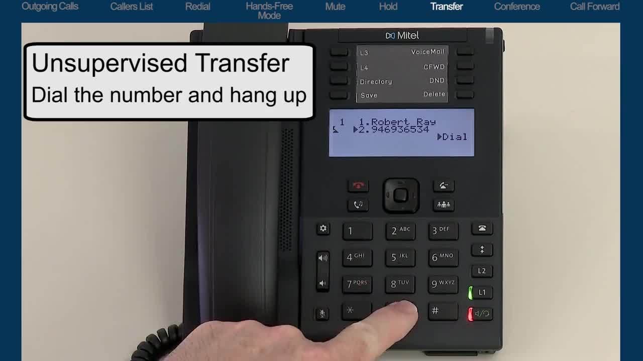 Mitel 6865i Phone: Transferring a Call