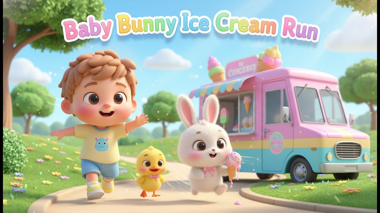 Baby Bunny Ice Cream Run – Nursery Rhyme, Toddler Learning, Fun Food Adventure, and Playful Movement