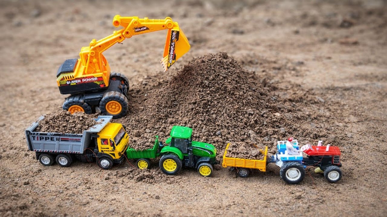 JCB 5CX Toy Excavator Mud Loading at Lake Side | Tractor & Dumper Action