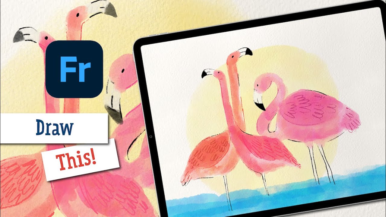 Flamingos | Adobe Fresco