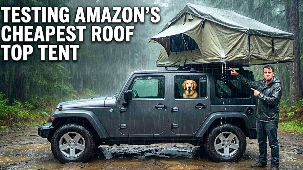 Testing Amazon's CHEAPEST Roof Top Tent [ Heavy Rain, Leaks?, Honest Review ]