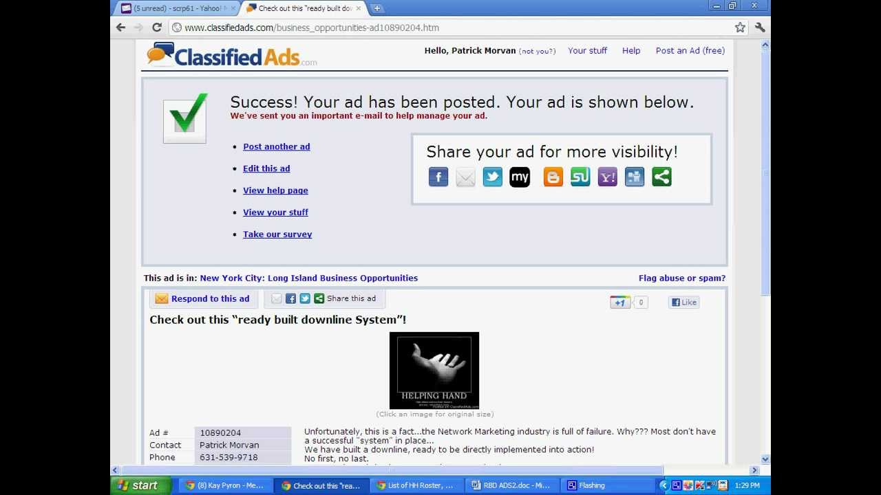 Ad posting on classified ads.com