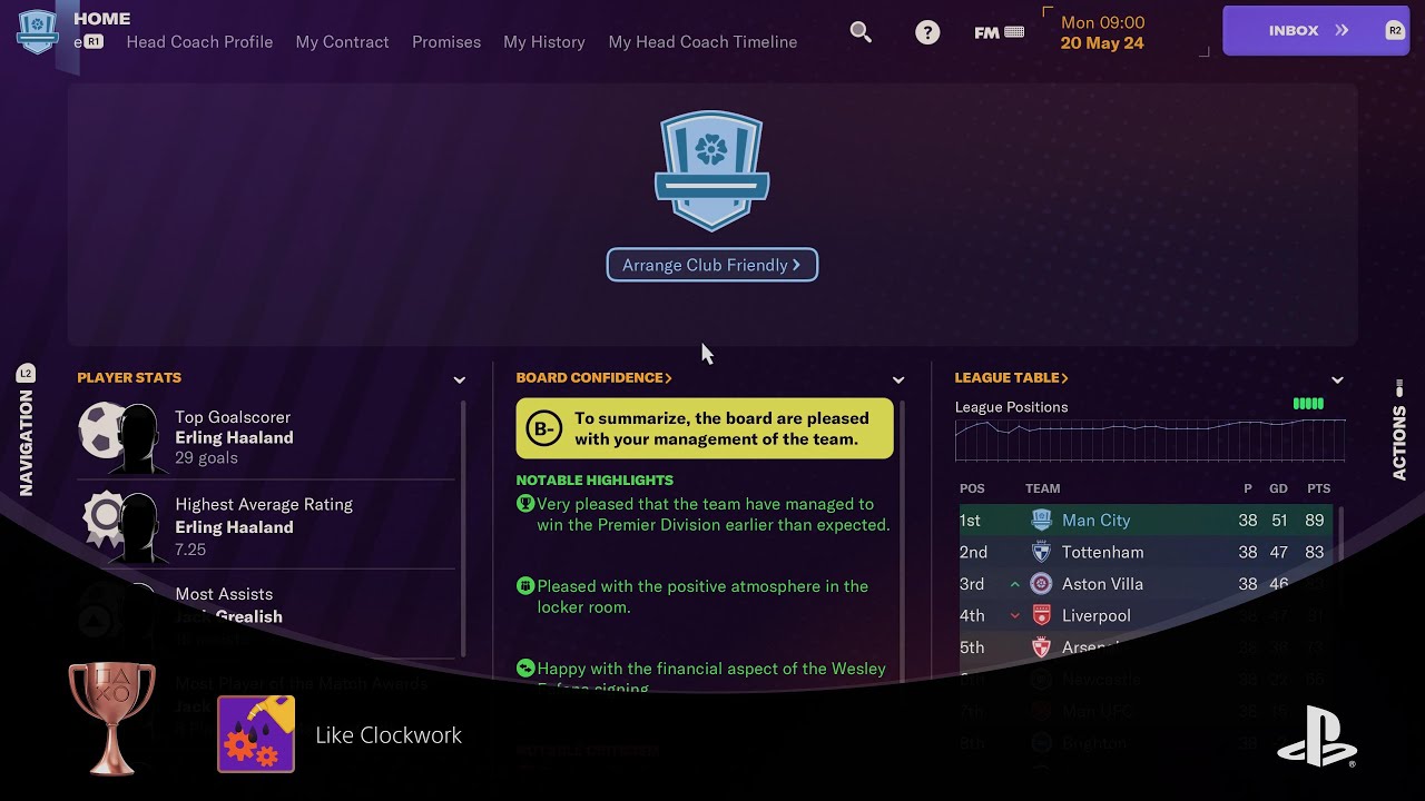 Football Manager 2024 Console Edition - Like Clockwork Trophy