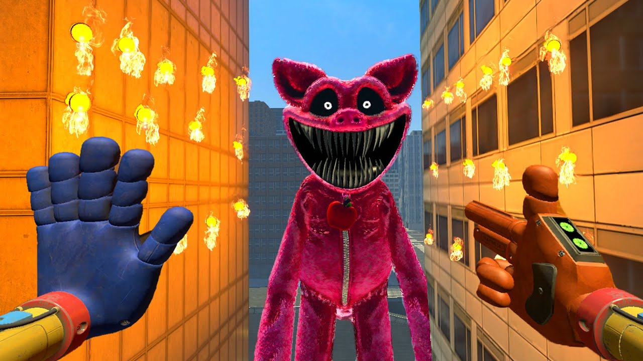SCARY PICKYPIGGY FROM POPPY PLAYTIME BLOCKS MY ESCAPE BETWEEN THE TOWERS IN CITY! | GARRY’S MOD