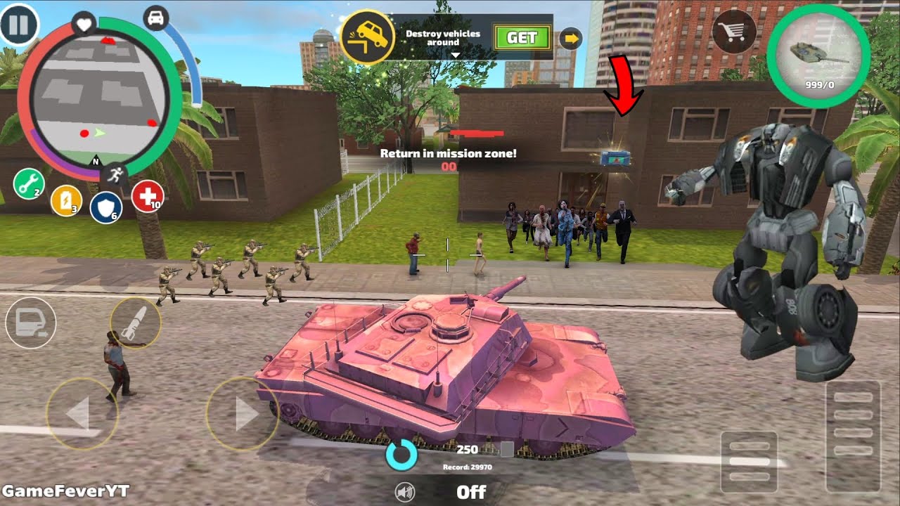 Rope Hero: Vice Town (Pink Tank Destroy Secret Zombies Loot Box) Car Robot ZZZ - Android Gameplay HD