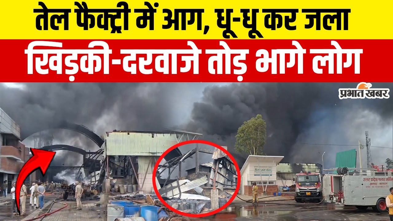 Budaun Fire News : तेल फैक्ट्री में लगी भीषण आग, खिड़की-दरवाजे तोड़ भागे लोग | Uttar Pradesh
