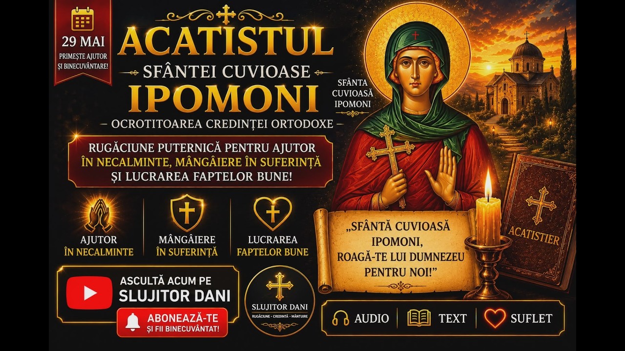 Acatistul Sfintei Cuvioase Ipomoni - 13 Martie , 29 Mai - slujitor Dani