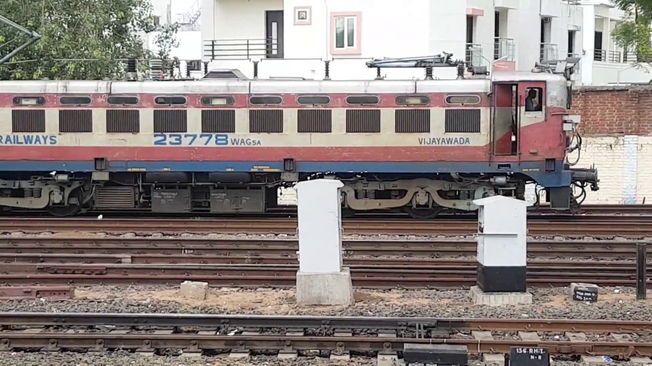 Two WAG5a vijaywada locomotive pulling freight train