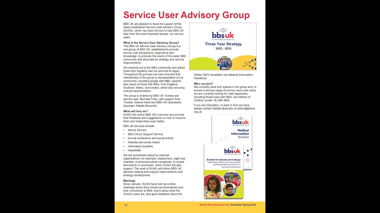 Service User Advisory Group - BBS UK Spring 2024 newsletter