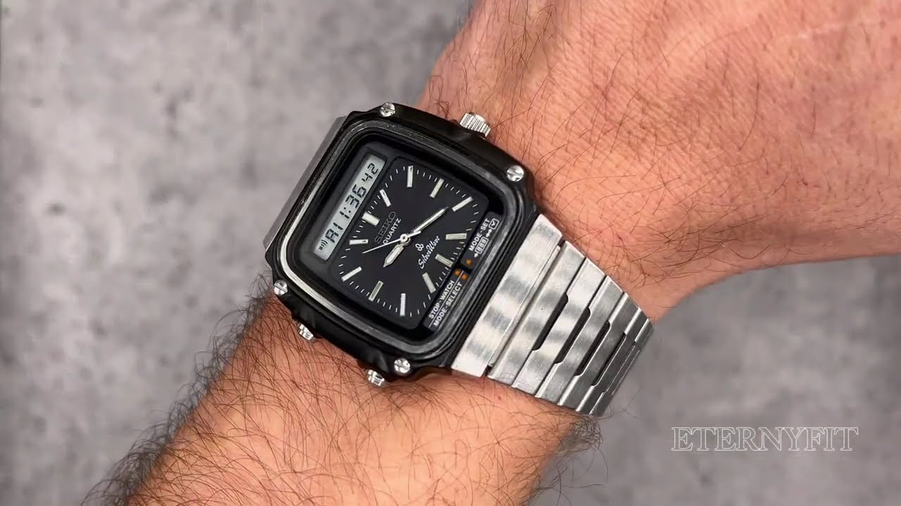 Seiko SilverWave H357-5120 James Bond dual time vintage années 80s