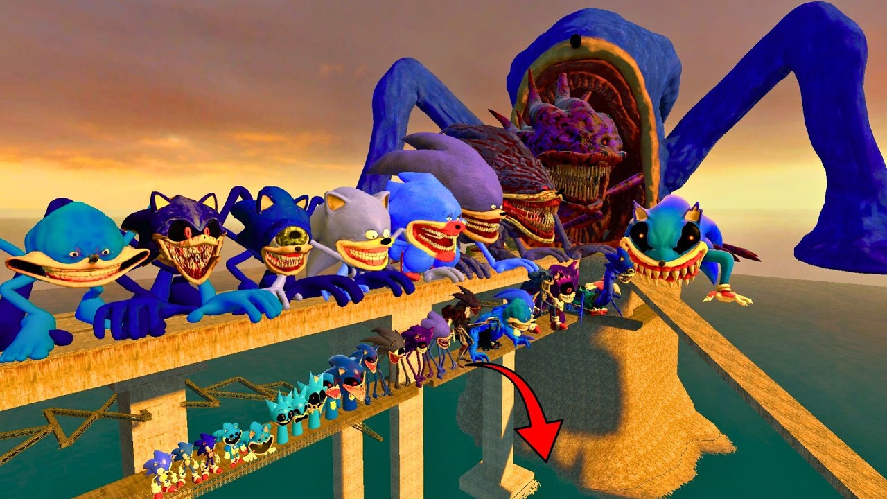 BIG BRIDGE ALL SHIN SONIC TAPES EXE FAMILY POPPY PLAYTIME CHAPTER 4 SPARTAN KICK in Garry's Mod