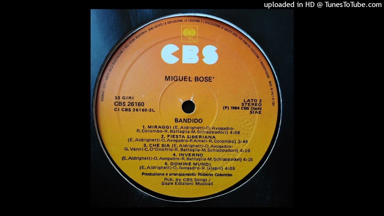 Miguel Bos&egrave; - Miraggi 1984