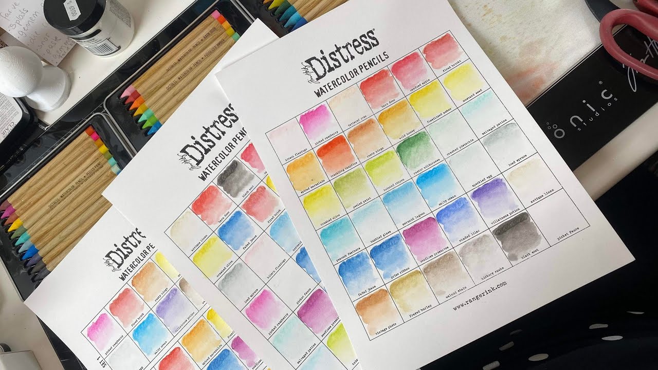 Introduktion til Distress Watercolor Pencils + 15 forskellige teknikker (reklame for Gavlhuset)