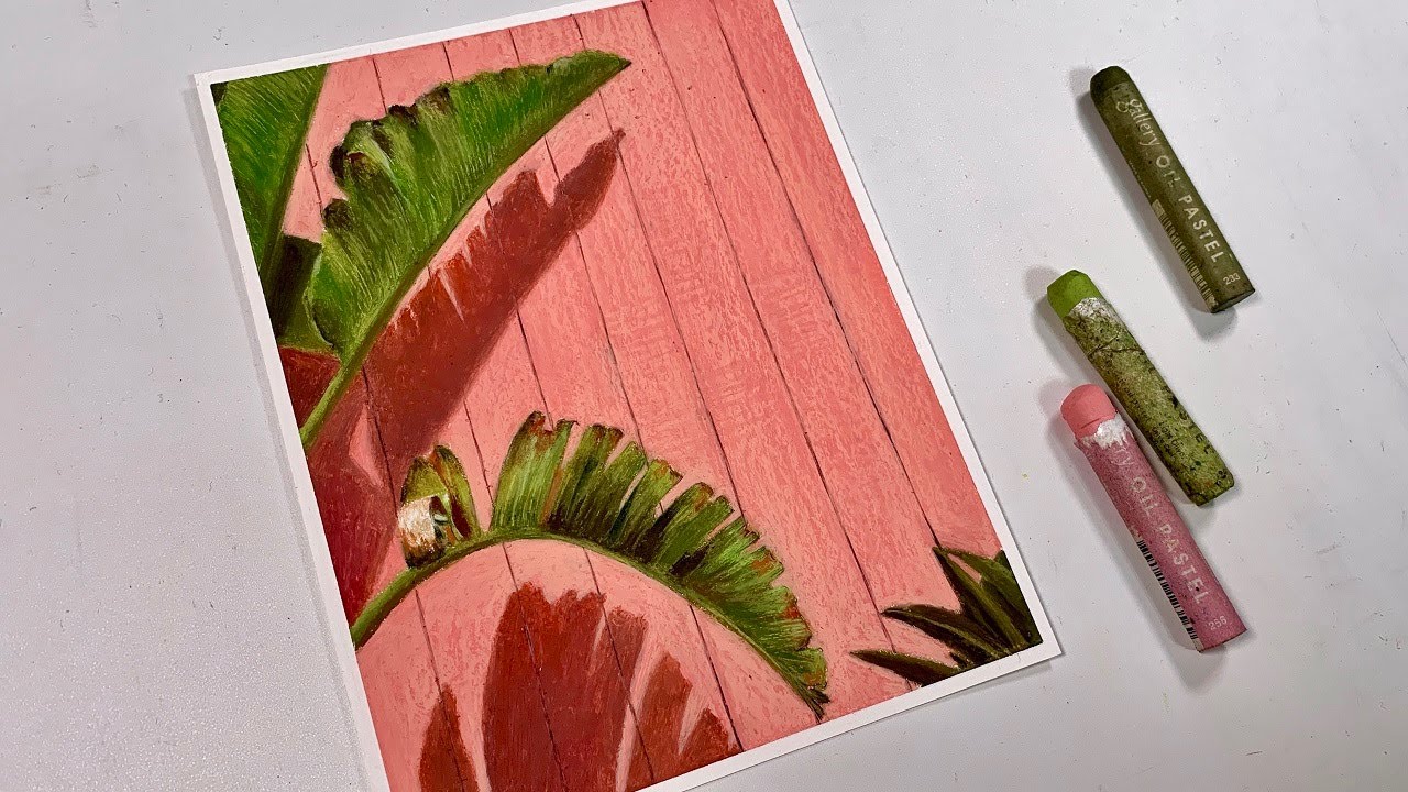 오일파스텔 드로잉/빈티지 잎사귀 그리기/Vintage leaf drawing/Oil pastel drawing
