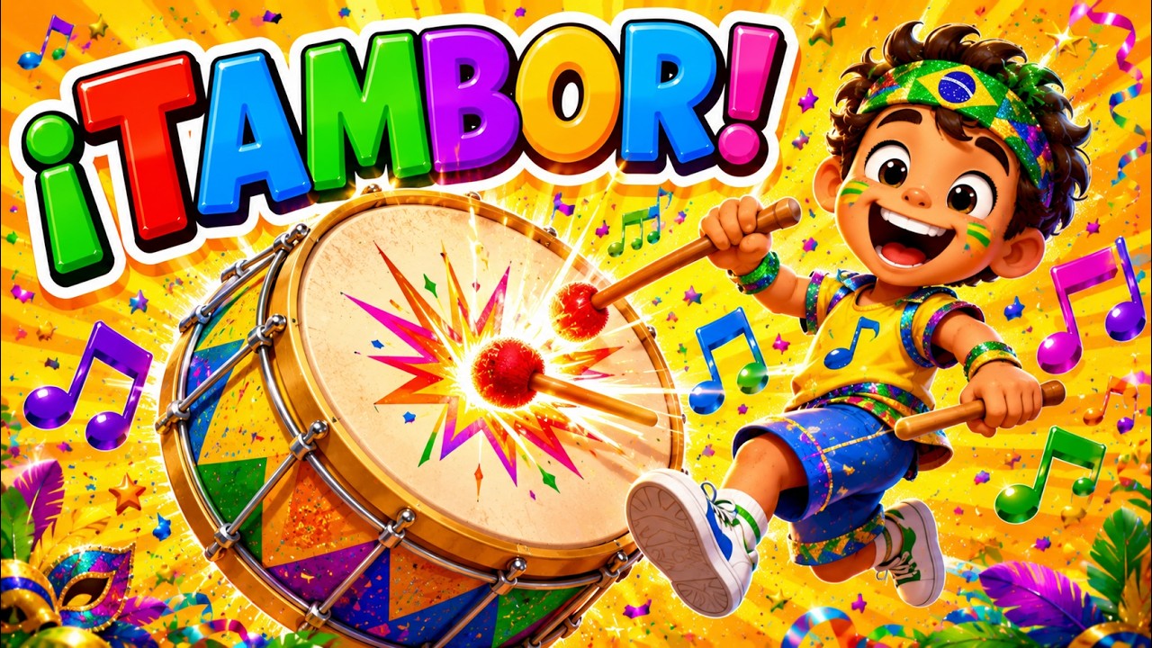 🎶 M&Uacute;SICA INFANTIL BRASILEIRA | Bate o Tambor! 🥁💛 Samba para Ni&ntilde;os &ndash; Canci&oacute;n Infantil de Brasil 🌴✨
