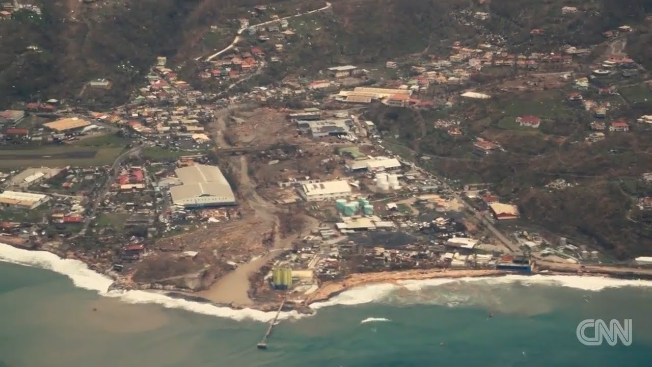 HURRICANE MARIA CAT5. DAMAGE IN DOMINICA NEW AERIAL VIEW  DEVASTATING!