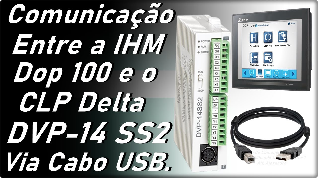 Como Fazer a Configuração de Comunicação da IHM Delta Dop 100 C/o Cabo USB P/o Clp Delta DVP-14 SS2.