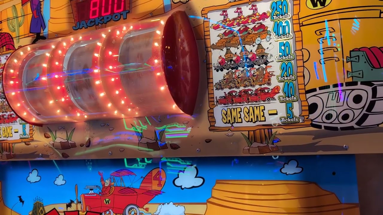 Playing Wacky Races Game In The Arcades At Coral Island