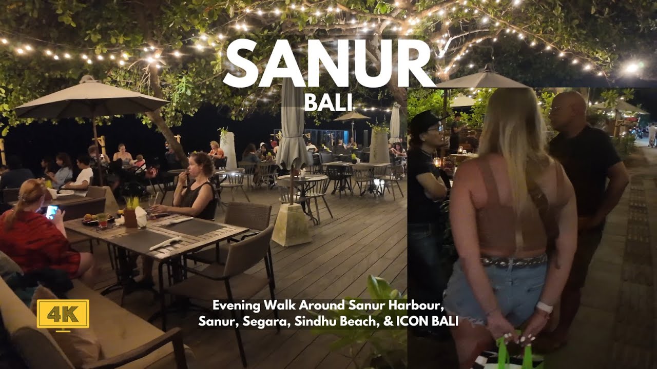 SANUR, Bali | Evening Walk Around Sanur Harbour, Sindhu Beach, & ICON Bali Walking Tour [4K/60fps]