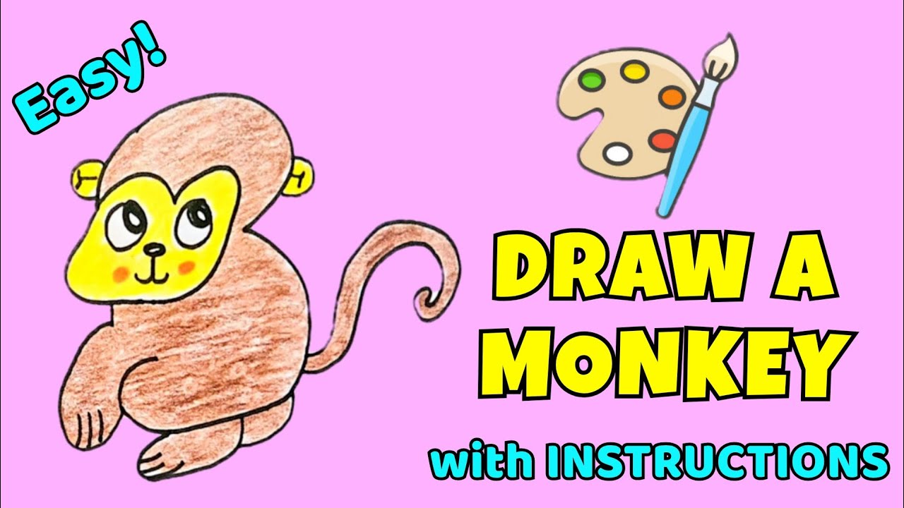 Easy and Cute Monkey Drawing for Kids 🐒 with INSTRUCTIONS