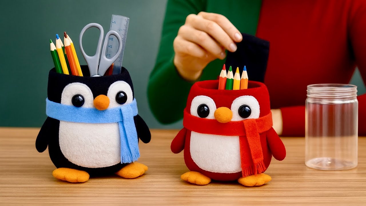 Turn Recycled Items into Cute Desk Decor 🐧