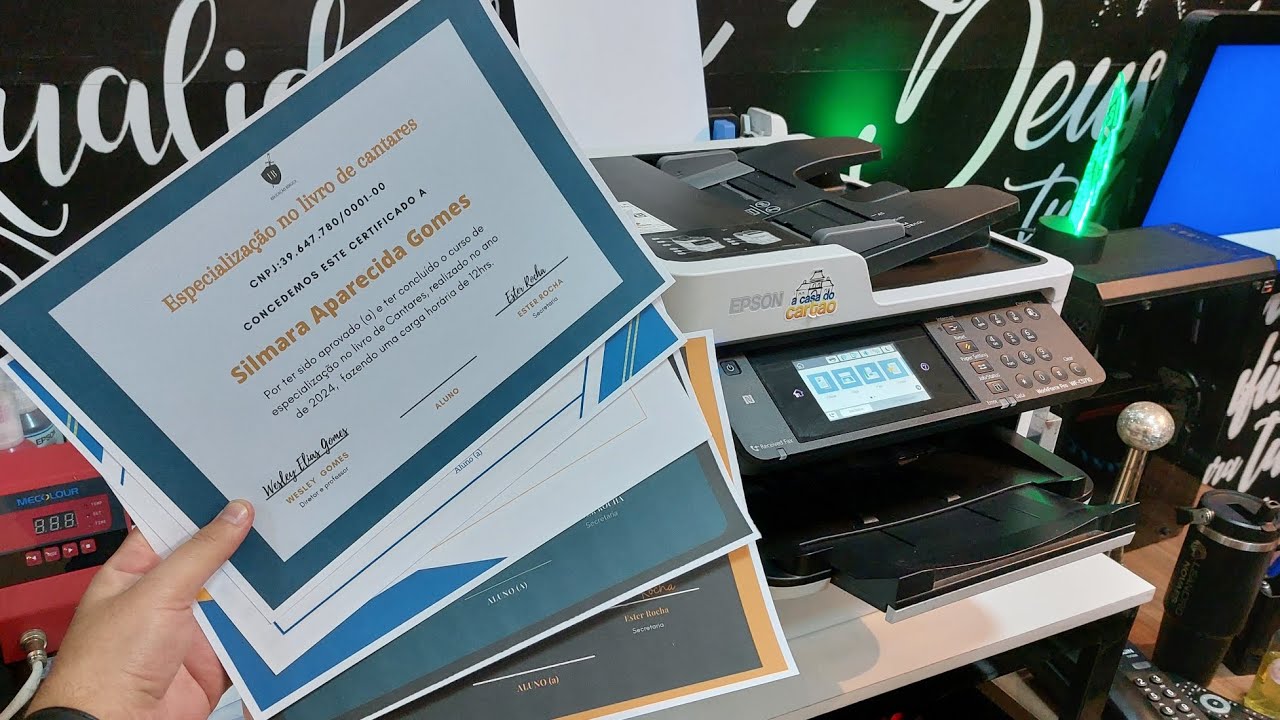 IMPRIMINDO CERTIFICADO NA IMPRESSORA A JATO - PAPEL TEXTURIZADO CASCA DE OVO DA MASTERPRINT