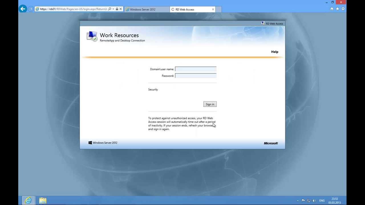 Службы удаленных рабочих столов (RDS) в Windows Server 2012
