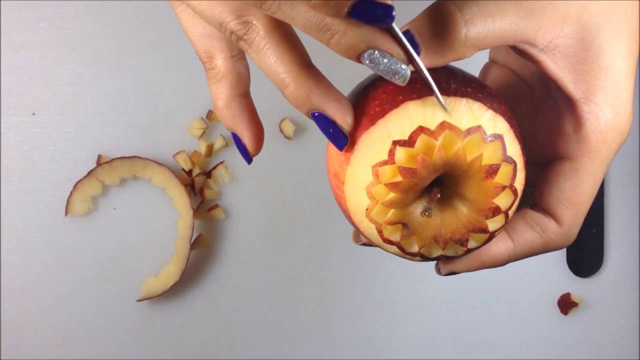 Art In Apple Flower Carving For Beginners - Fruit Carving, Design & Decoration
