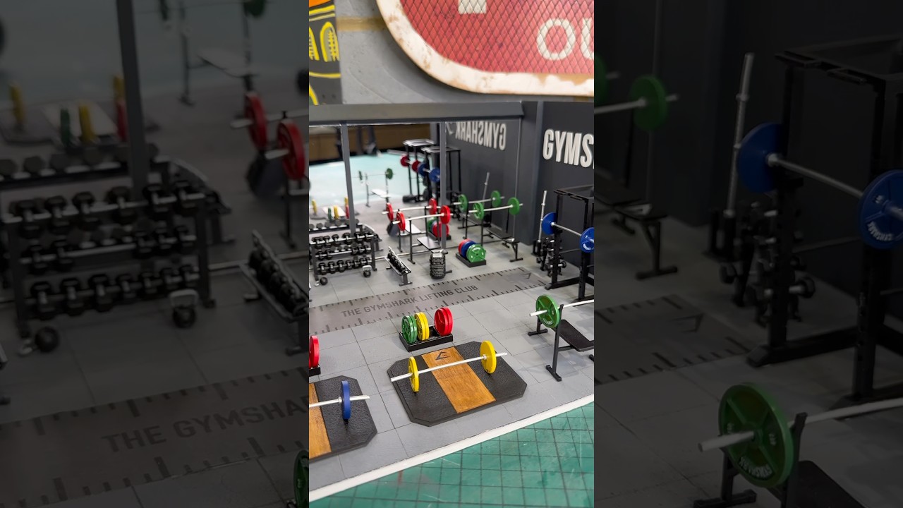 Making a miniature Gym Shark Gym!! #miniature #gymtok #ﬁtness #reps #gym #weightlifting