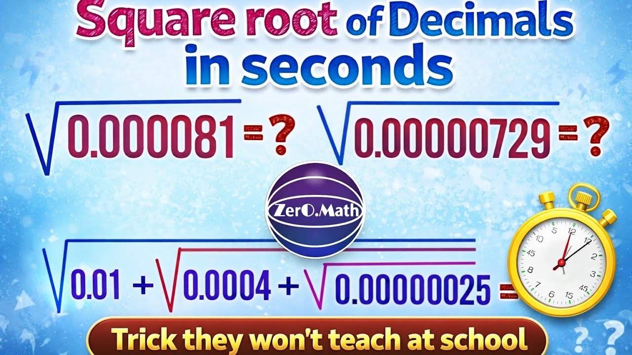 how to find square root of decimal number | square root trick | Zero Math