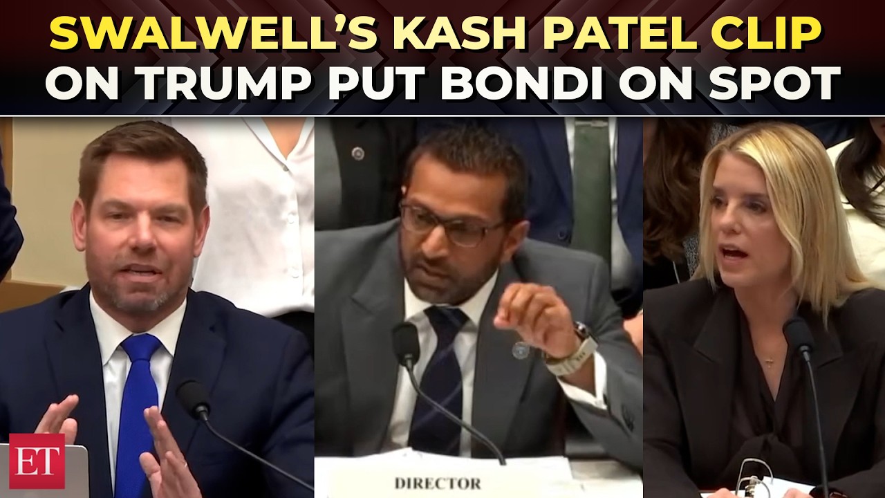 ‘How many times has Trump been named in Epstein files?': Swalwell presses Bondi with Kash Patel clip