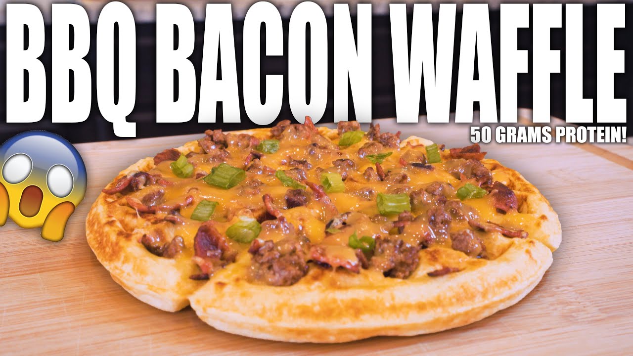 BBQ BACON CHEESEBURGER WAFFLE | Easy High Protein Bodybuilding Waffle Recipe