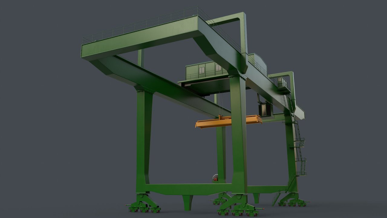 PBR Rail Mounted Gantry Crane RMG V1   Green
