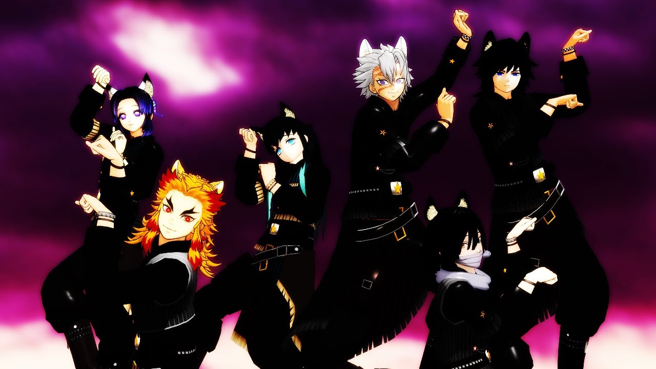 【鬼滅のMMD】エンヴィーキャットウォーク【不死川実弥 煉獄杏寿郎 冨岡義勇 伊黒小芭内 時透無一郎 胡蝶しのぶ】