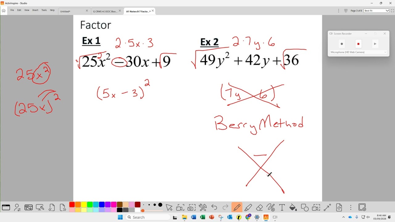 Algebra 1 Notes 8-7