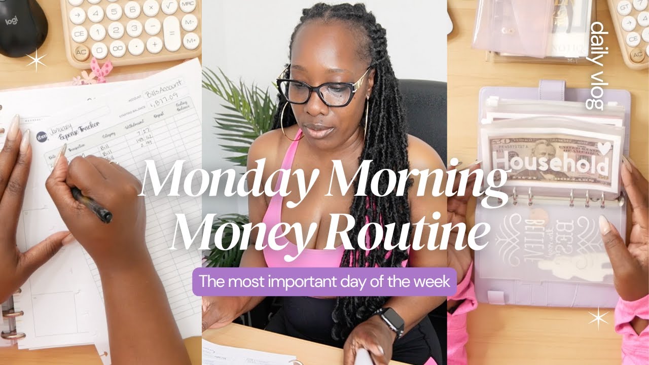 monday money routine | surviving unemployment, bills, cash stuffing, expense tracking, credit cards
