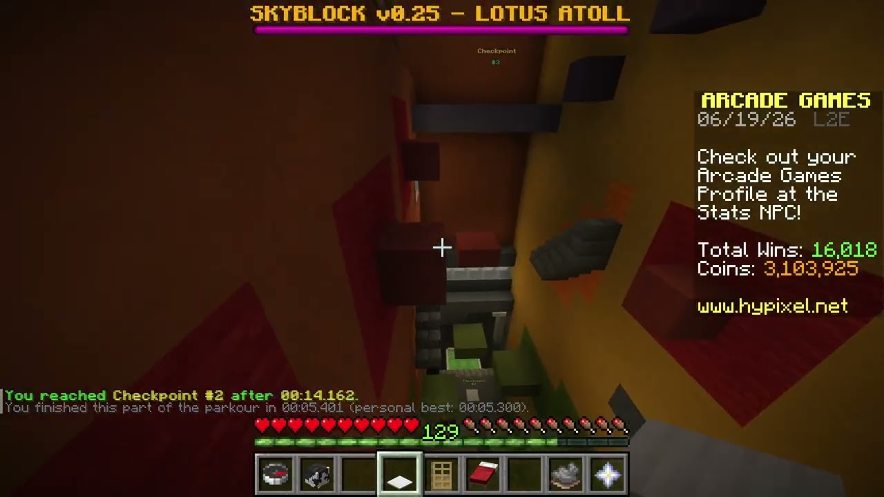 [WR] Hypixel arcade lobby parkour shortcutless 1:05,974