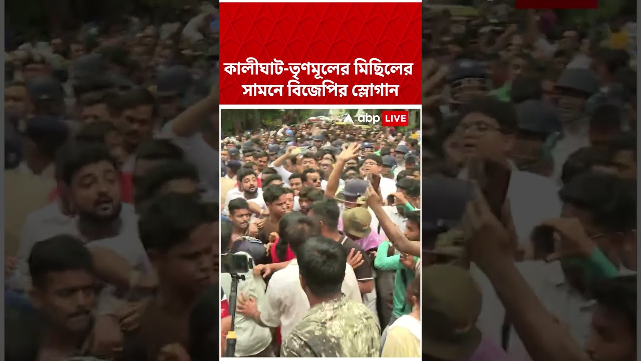 কালীঘাট-তৃণমূলের মিছিলের সামনে BJP-র স্লোগান | TMC News | TMC Rally Chaos | #shorts #abpananda #tmc