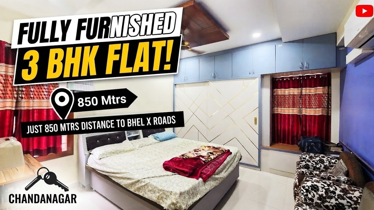 Fully Furnished 3BHK Flat For Sale [ Just 850 Mtrs Distance From BHEL X Road | Chandanagar Hyderabad